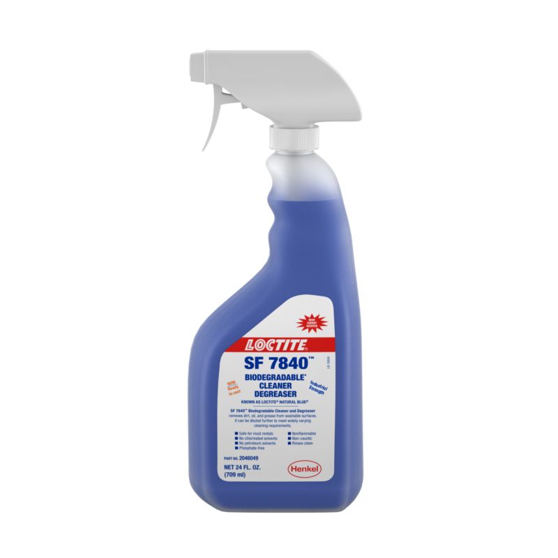 Nettoyant-dégraissant concentré à base d'eau Loctite SF 7840 Natural Blue, parfum de cerise, flacon à gâchette de 710 mL