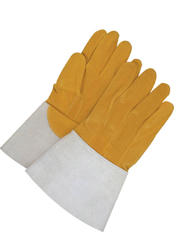 Gants de soudage TIG Bob Dale Gander en cuir de chevreuil refendu, manchette de 5 po en cuir de vache, taille 8 (TP)