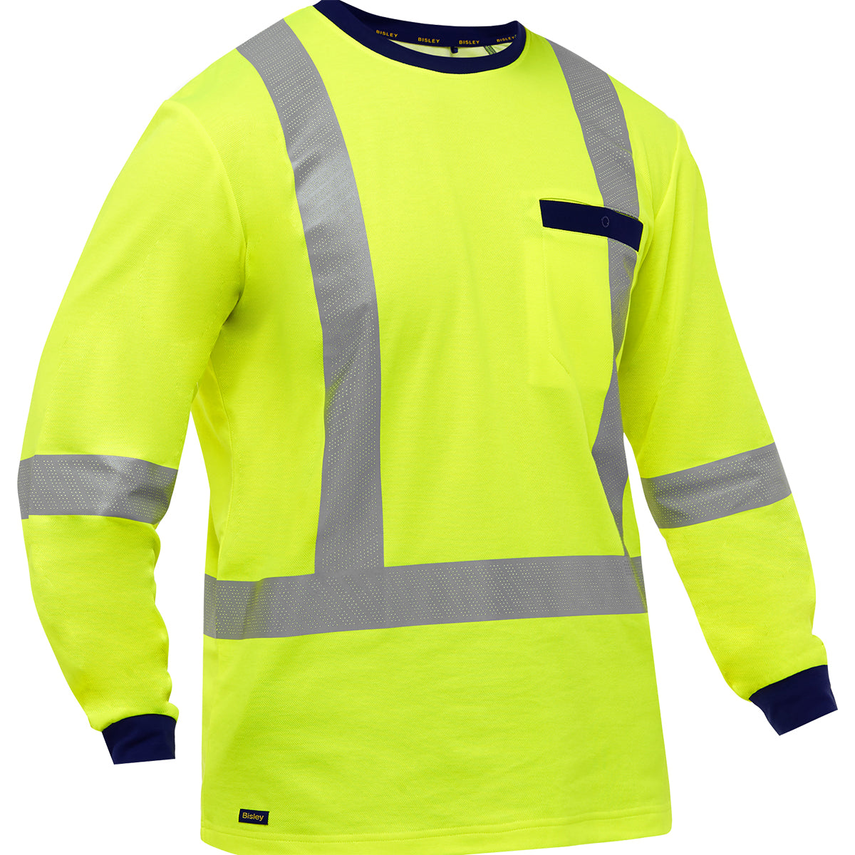 T-shirt à manches longues haute visibilité PIP 313M6118X, dos en X, jaune