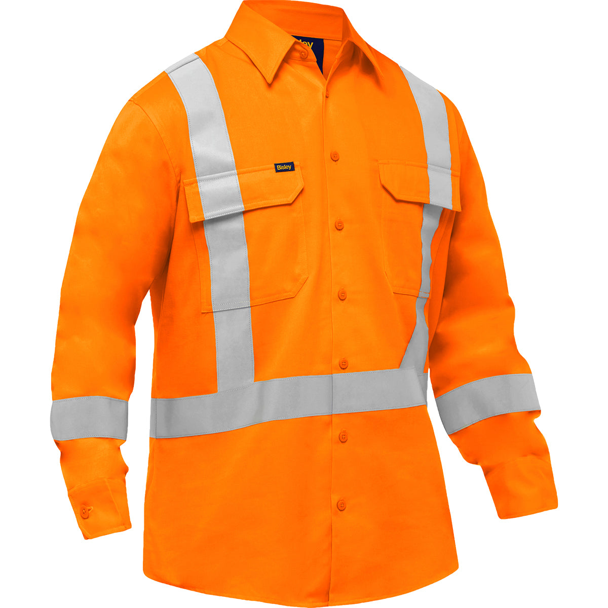Chemise de travail à manches longues haute visibilité PIP 313M6166X, dos en X, orange