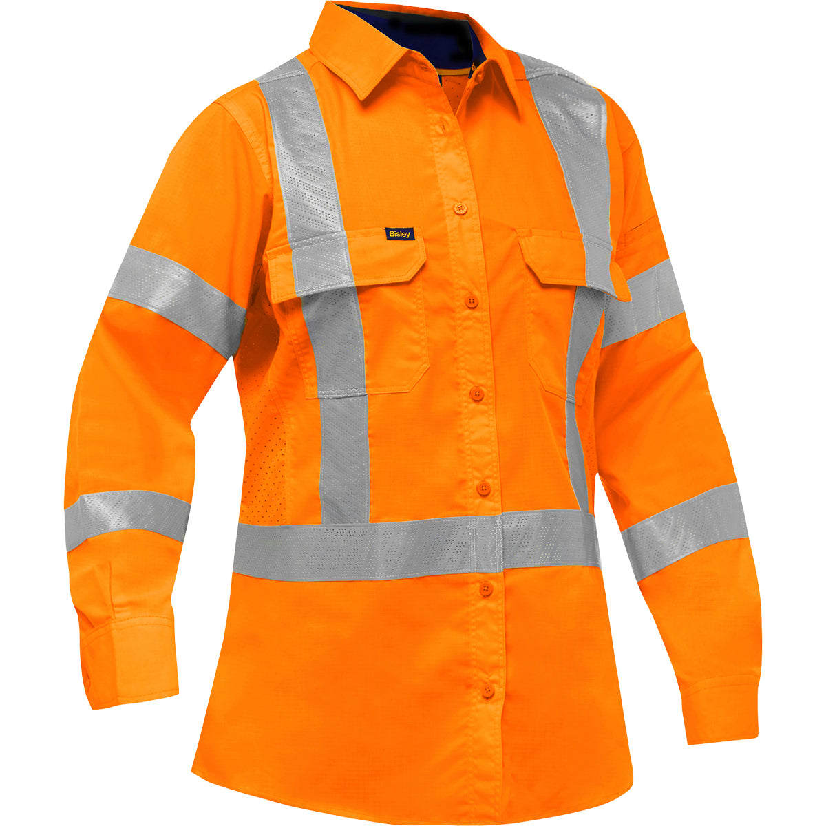 Chemise de travail à manches longues pour femme haute visibilité PIP 313W6490X, dos en X, orange