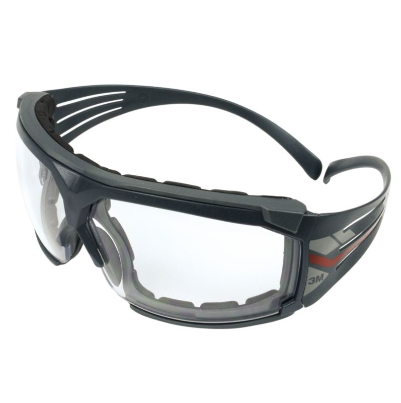 Lunettes de sécurité 3M SF601SGAF-FM, lentille claire antibuée, monture grise, joint en mousse