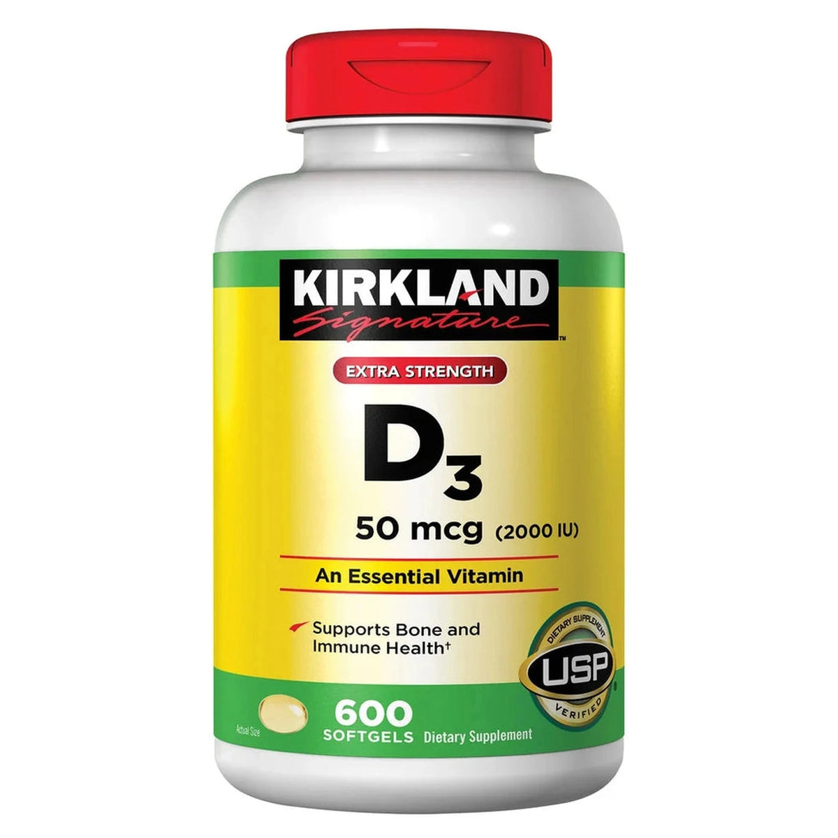 Kirkland Signature Extra Strength Vitamin D3 50mcg 2000 IU – 600 Softgels
