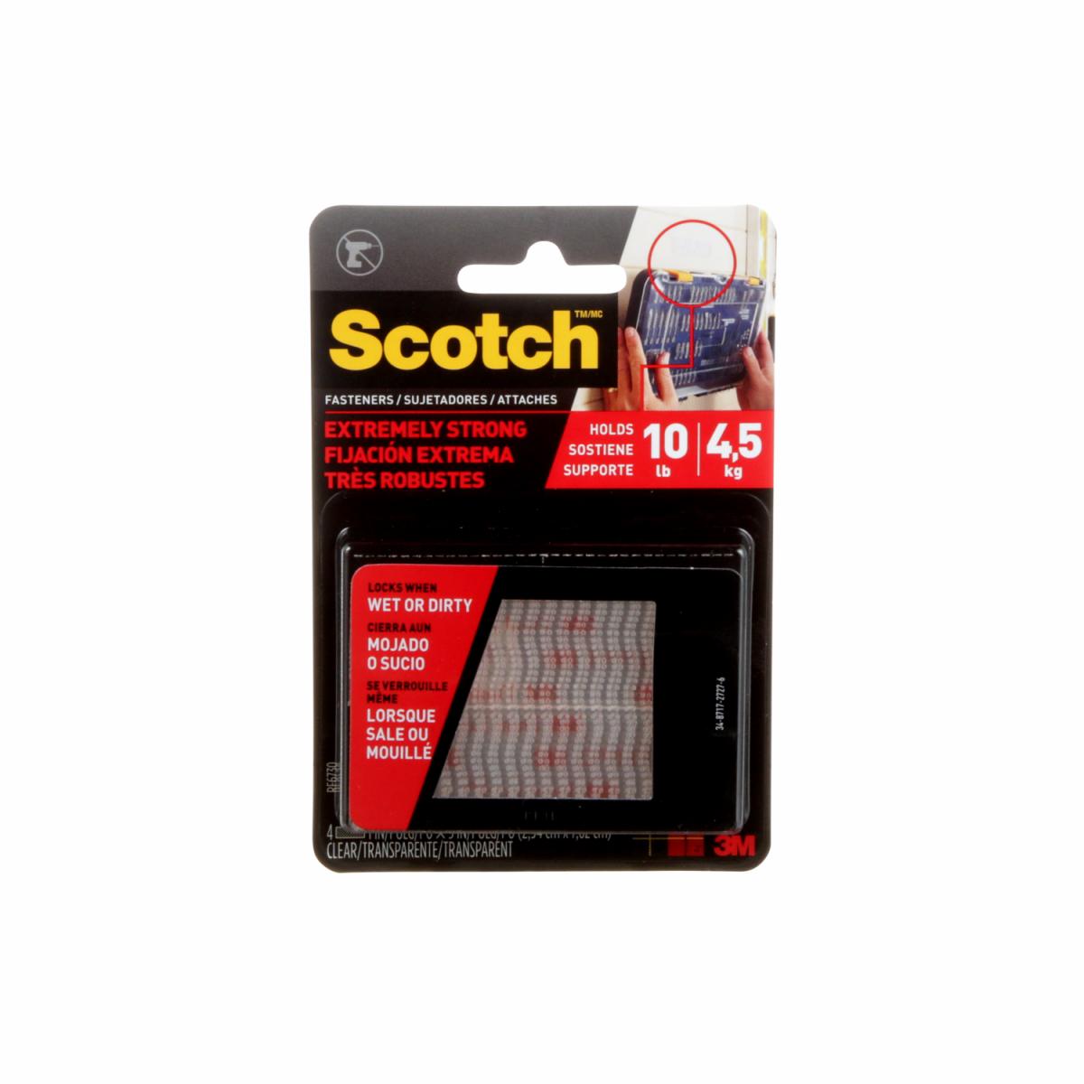 Bandes autoagrippantes transparentes 3M Scotch Extreme Fasteners RF6730 (type Dual Lock), 25,4 x 76,2 mm (1 x 3 po), paquet de 2 jeux