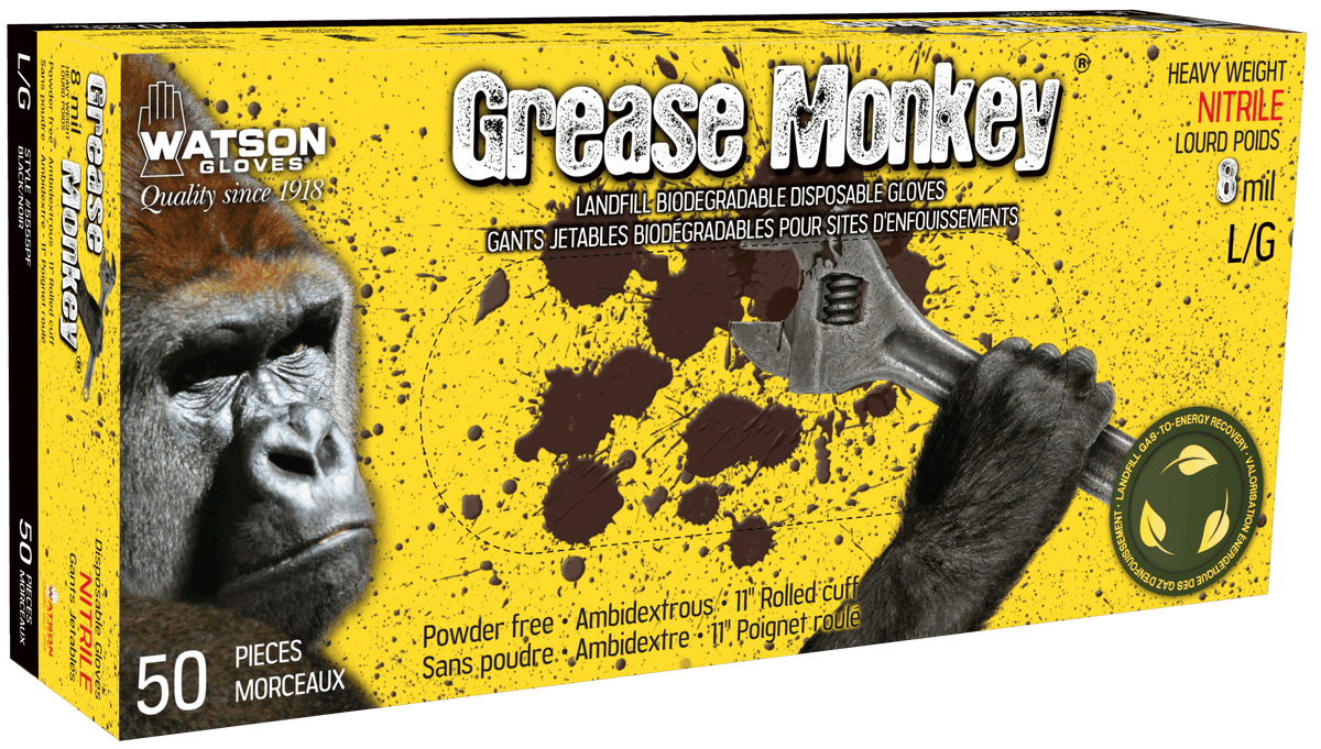 Gants robustes en nitrile noir Grease Monkey 5555PF, 8 mil, boîte de 50