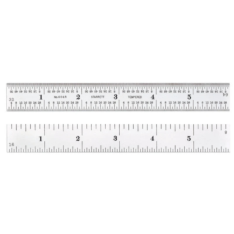 Règle en acier trempé élastique Starrett 604R-6, 6 po, graduations en pouces (4R)