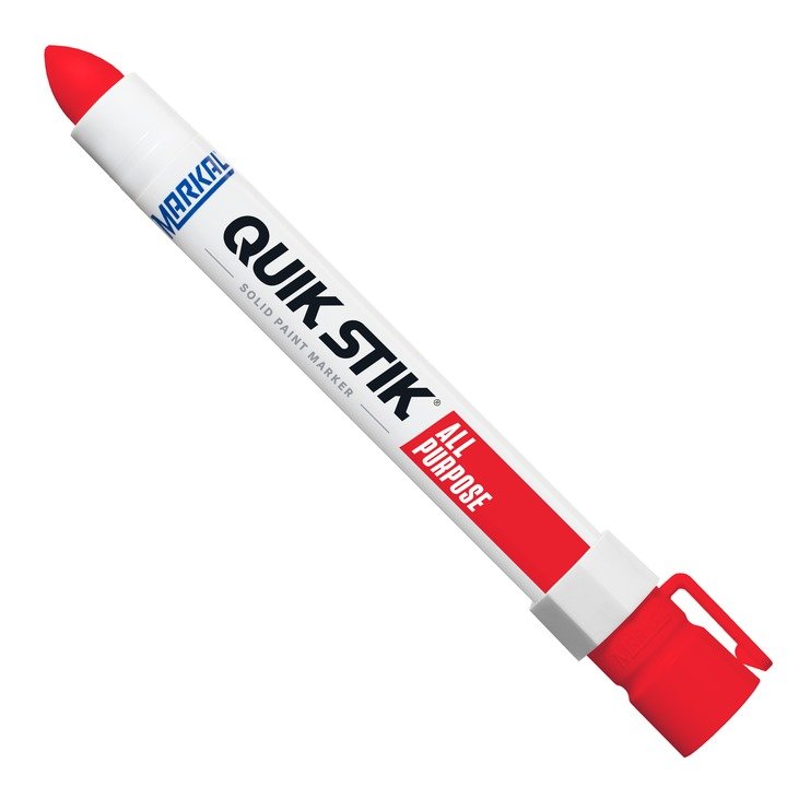Marqueur de peinture solide Markal Quik Stik tout usage, à tige rotative de 11/16 po - Rouge
