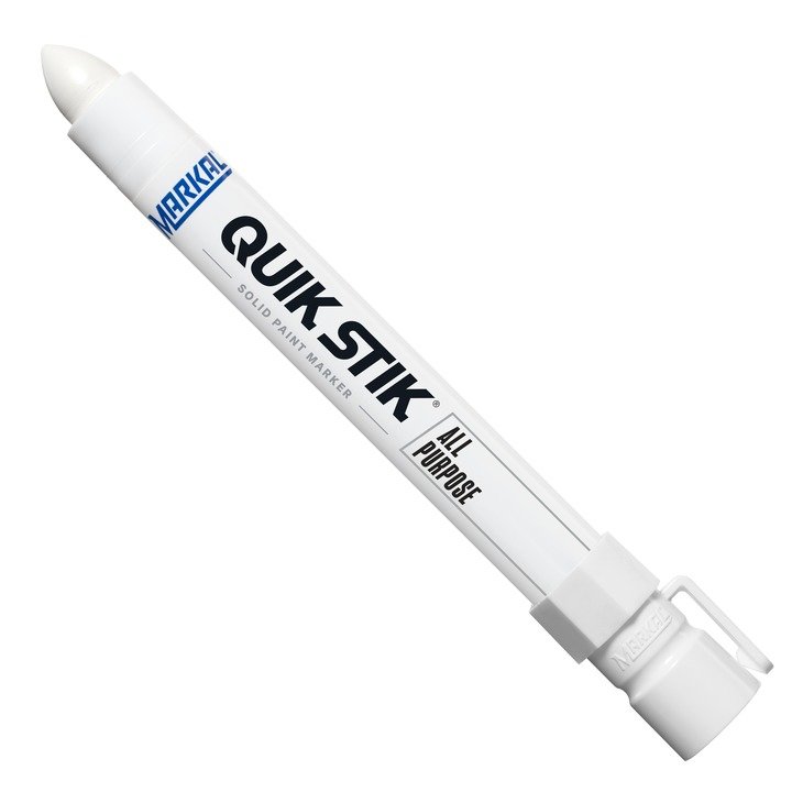 Marqueur de peinture solide Markal Quik Stik tout usage, à tige rotative de 11/16 po - Blanc