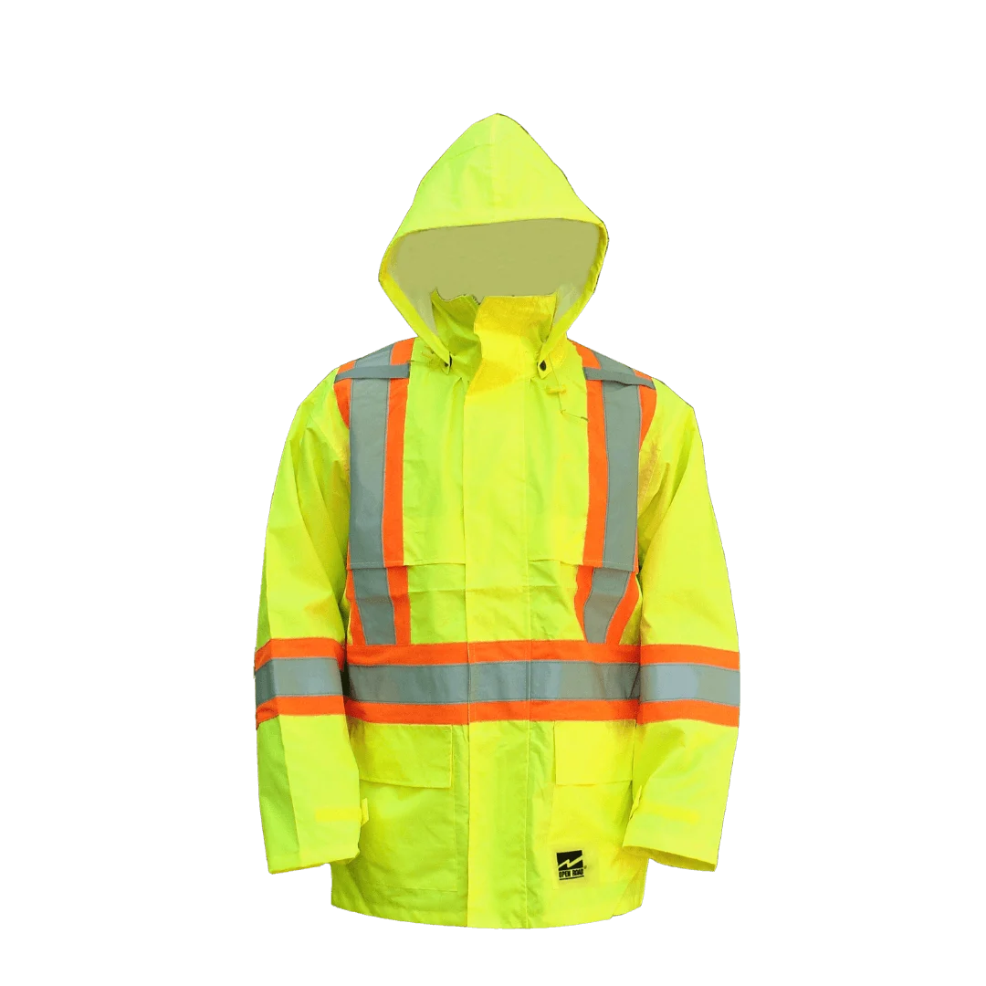 Veste de pluie Viking 6323JG à capuchon amovible, jaune-vert fluorescent, 150 deniers