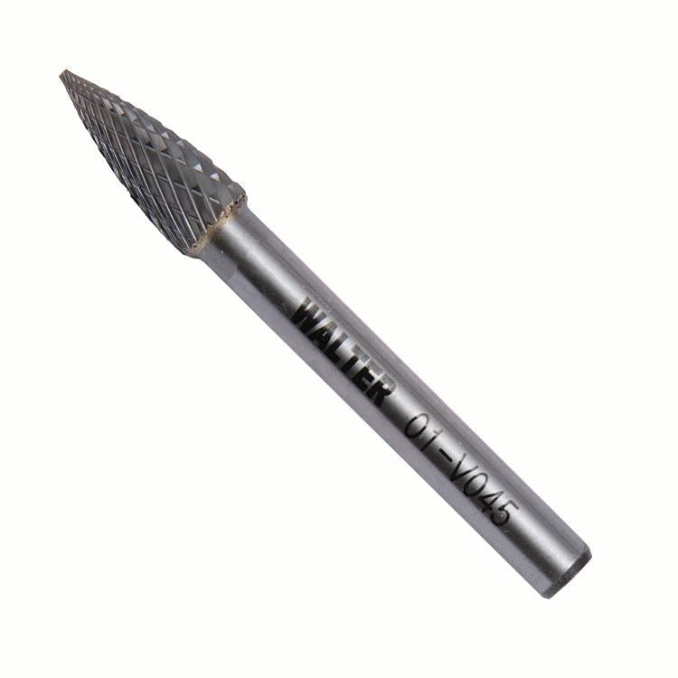 Fraise rotative en carbure Walter 01V045 SG-2, arbre pointu, taille double, queue 1/4 po