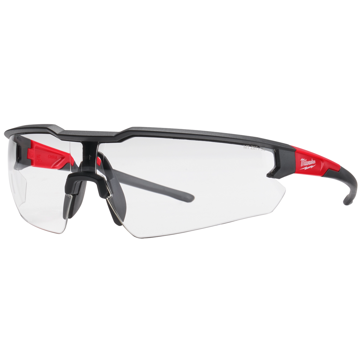 Lunettes de sécurité Milwaukee 48-73-2013, lentille claire antibuée, revêtement antirayures, noir/rouge, Z87+