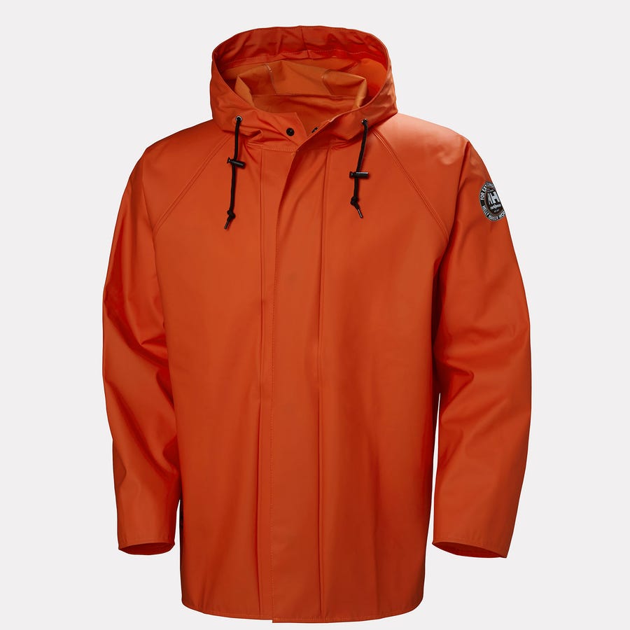 Veste de pluie à capuchon 70193, nylon enduit de PU, orange, Helly Hansen