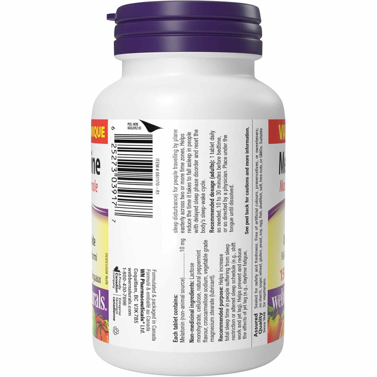 Webber Naturals Melatonin 10mg Maximum Strength – 150 Tablets