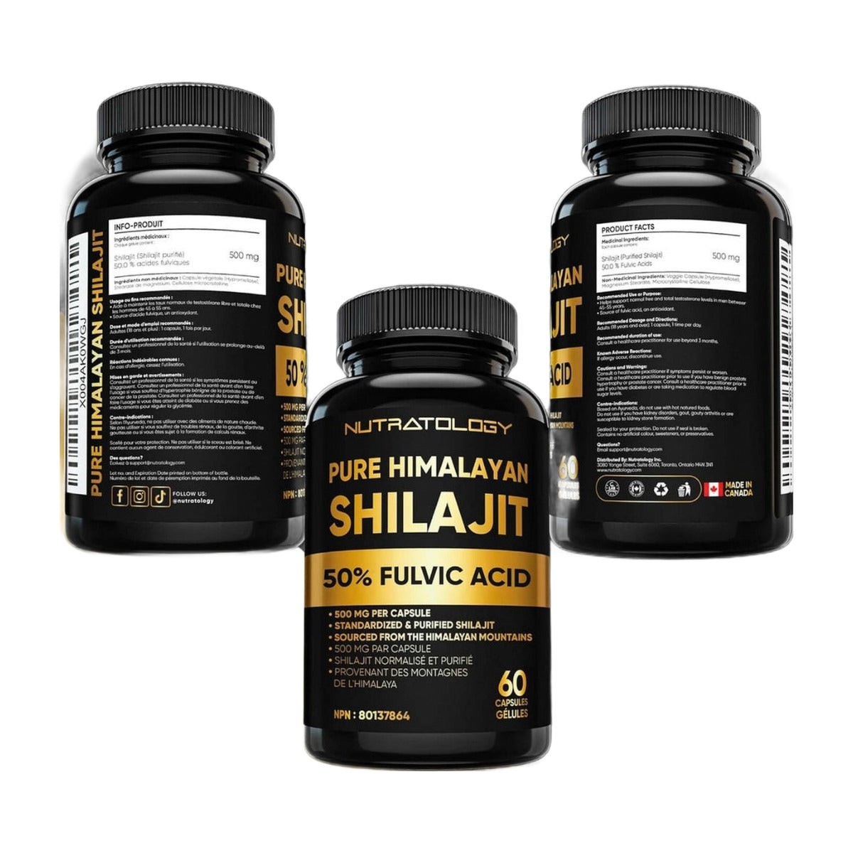 Nutratology® Pure Himalayan Shilajit 500mg – 50% Fulvic Acid – 60 Capsules
