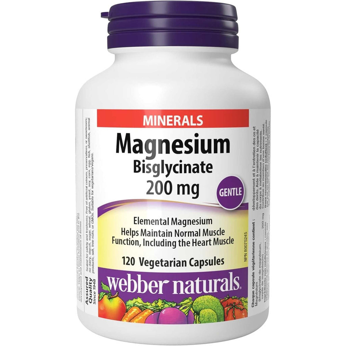 Webber Naturals Magnésium Bisglycinate 200mg – 120 Capsules