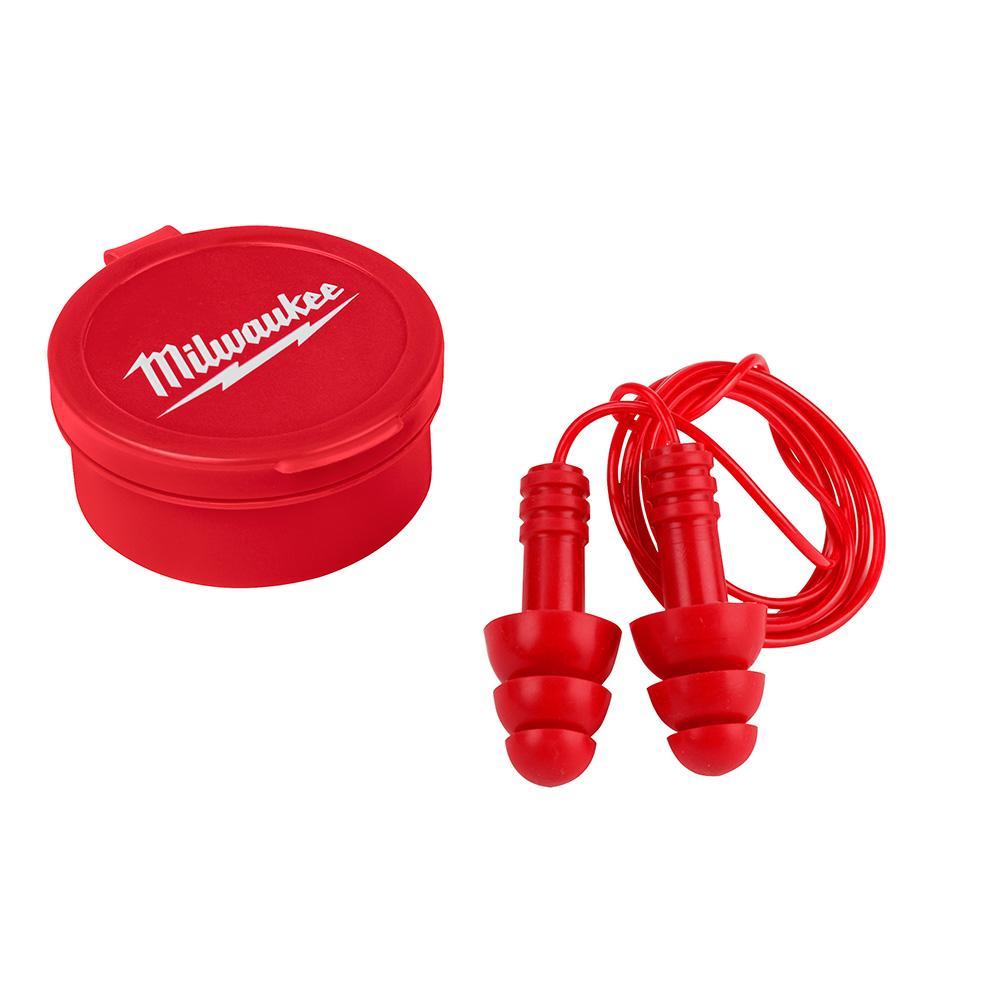 Bouchons d'oreilles réutilisables à cordon en silicone Milwaukee 48-73-3151, NRR 26, avec étui