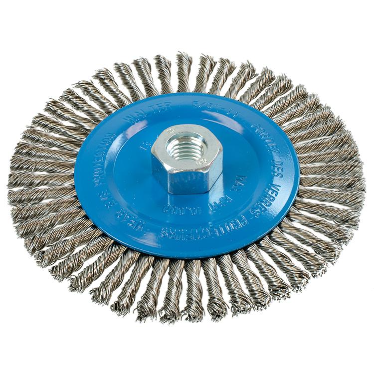 Brosse circulaire métallique stringer bead Walter 13-K614, 6 po, acier inoxydable, largeur 1/4 po, filetage 5/8-11