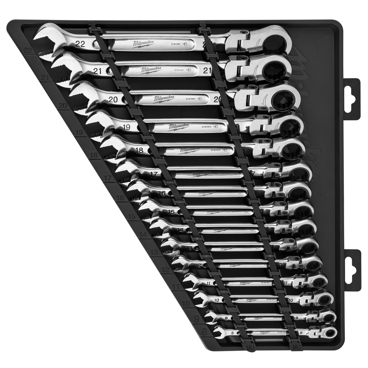 Jeu de 15 clés mixtes à cliquet et tête flexible métriques Milwaukee 48-22-9513