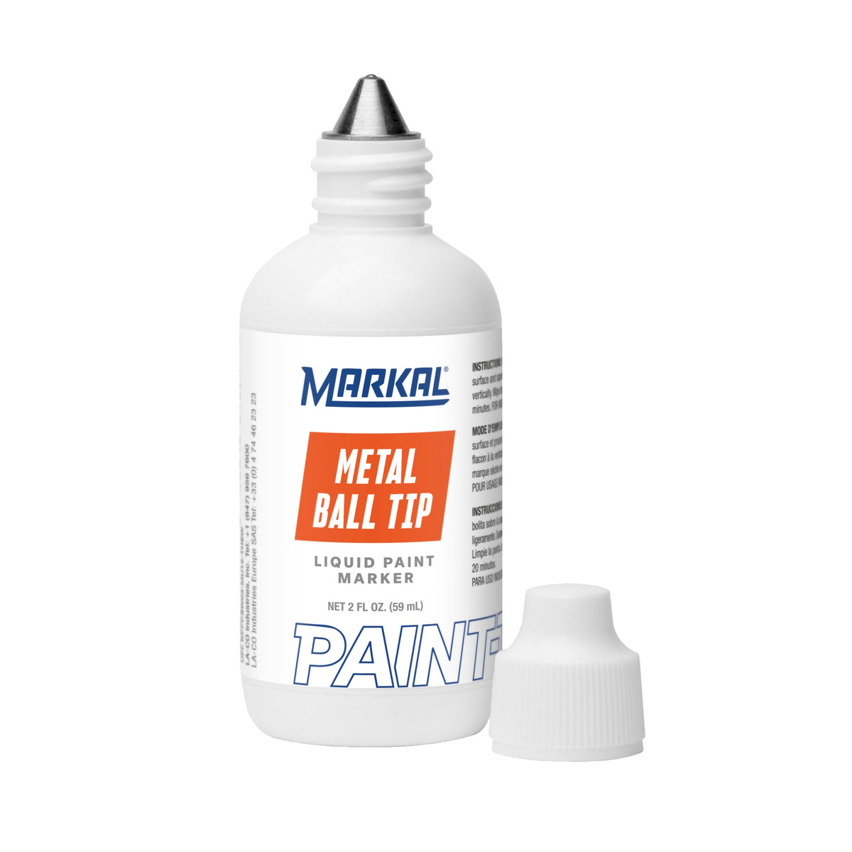 Marqueur de peinture liquide Markal Paint-Riter à pointe à bille métallique, bille d'acier de 1/8 po (3 mm) - Orange