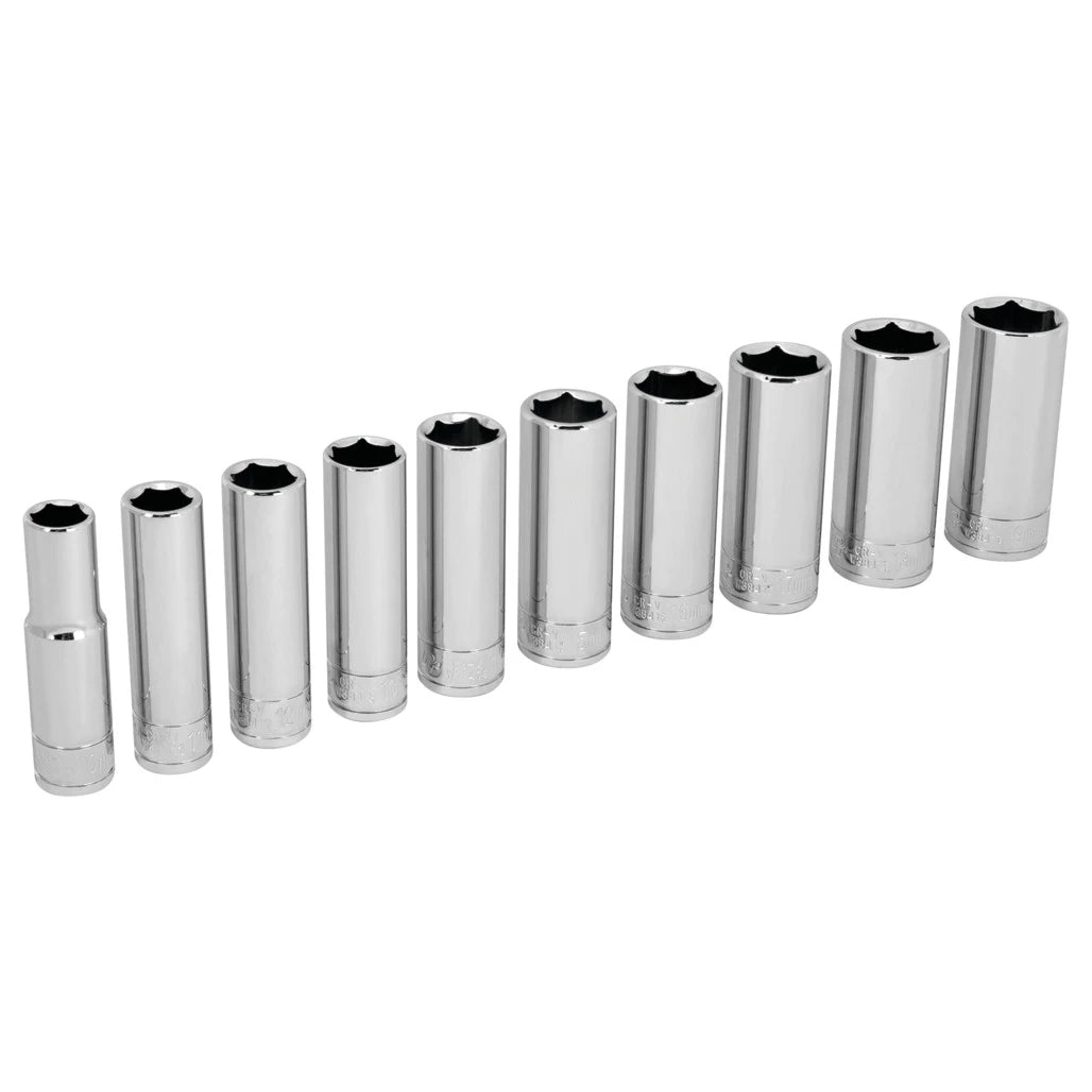 Jeu de douilles longues métriques Performance Tool W38402, 10 pièces, carré 3/8 po