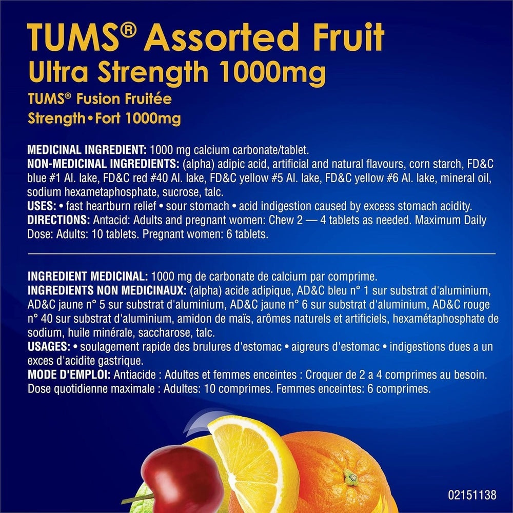Tums Ultra Strength Antacid – 200 Tablets – Peppermint, Assorted Fruit & Smoothies