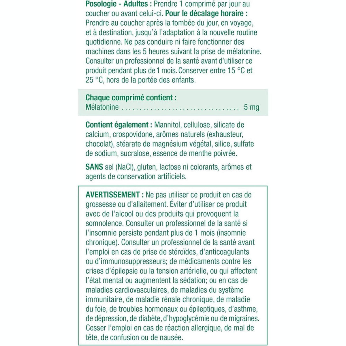 Jamieson Mélatonine 5mg Extra Forte – Menthe Chocolat – 100 Comprimés à Dissolution Rapide