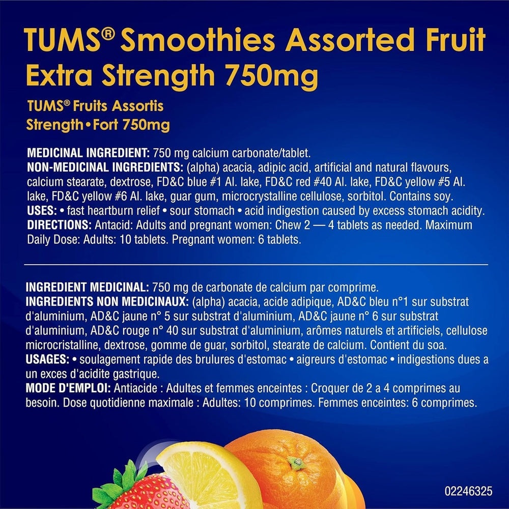 Tums Ultra Strength Antacid – 200 Tablets – Peppermint, Assorted Fruit & Smoothies