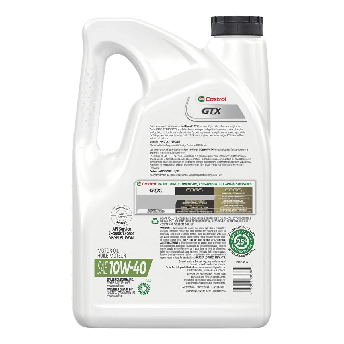 Huile moteur Castrol GTX ultraclean 10W-40 – 5 L