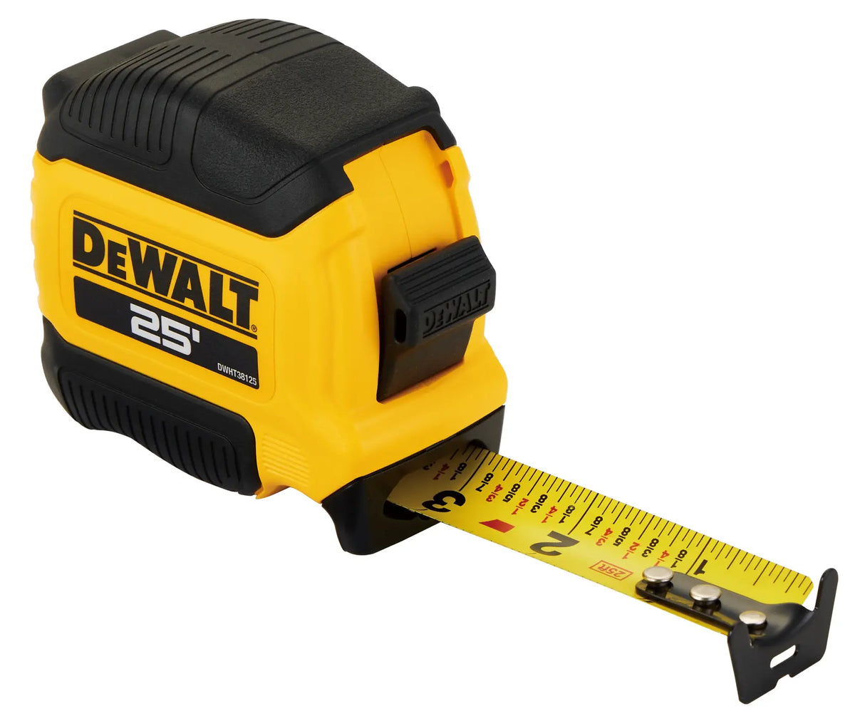 Mètre ruban compact DeWalt DWHT38125S de 25 pi (7,6 m) avec frein à doigt, crochet magnétique