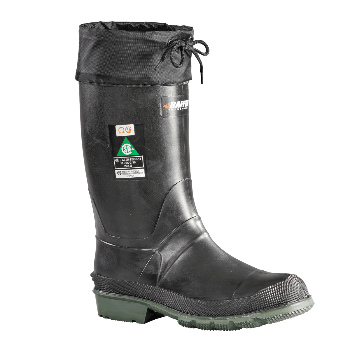 Botte de travail Baffin 8564, tige haute, embout et plaque en acier, noir/vert