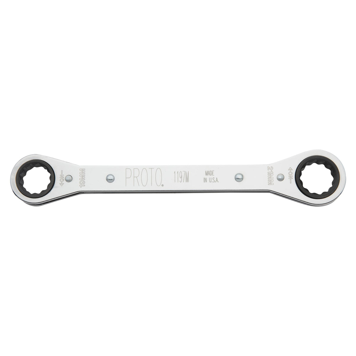 Clé polygonale double à cliquet Proto J1197M, 19 mm x 21 mm, 12 pans