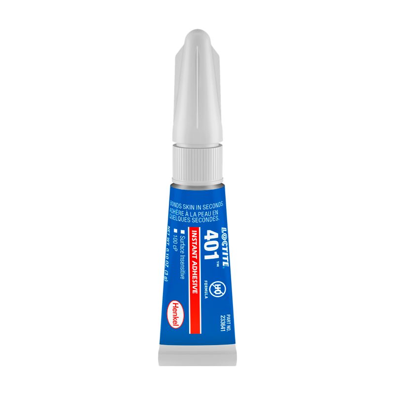Adhésif instantané Loctite 401, cyanoacrylate d'éthyle à faible viscosité, tube de 3 g