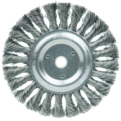 Brosse circulaire à fils torsadés noués Weiler 08105, 6 po, fil acier 0,023 po