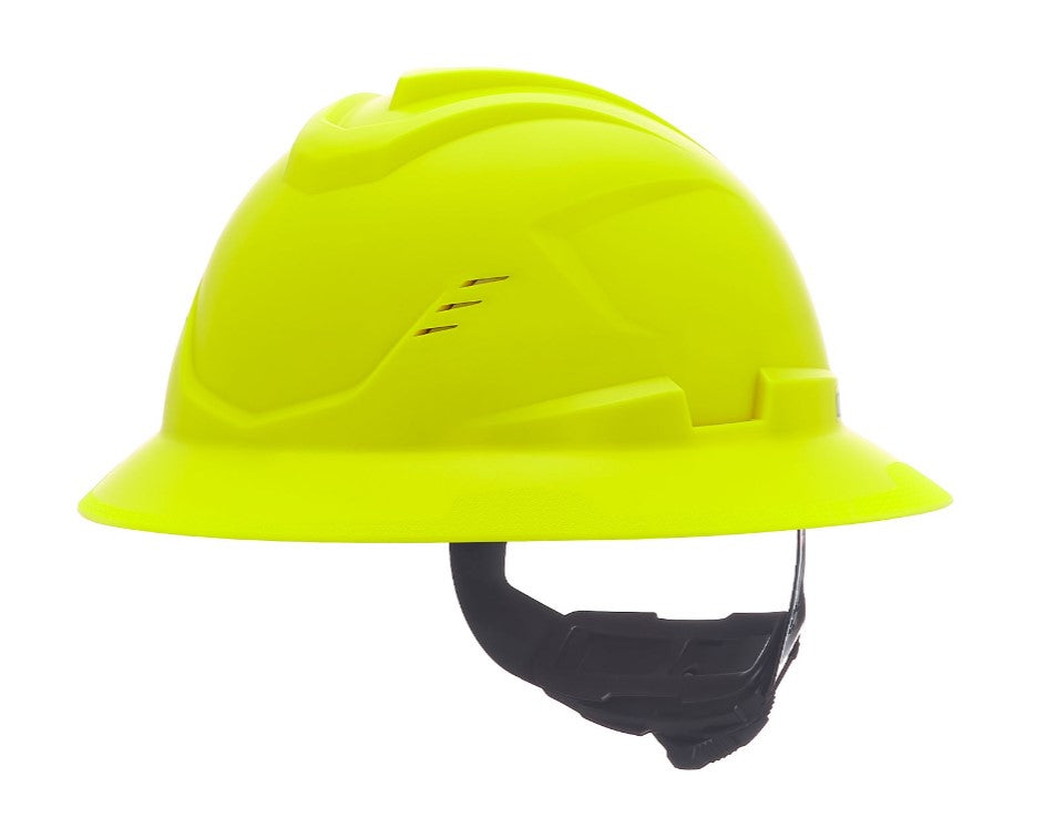 Casque de chantier à large bord ventilé MSA 10236066, Jaune-vert haute visibilité
