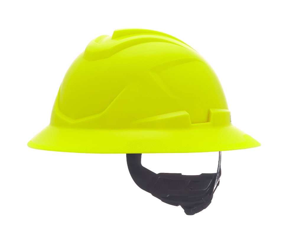 Casque de chantier à large bord non ventilé MSA 10237724, Jaune-vert haute visibilité