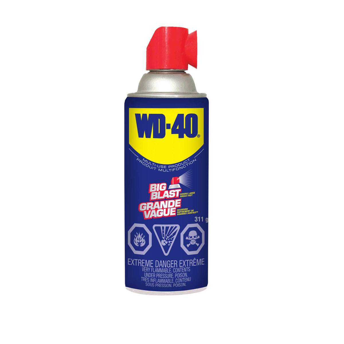 Produit multi-usage WD-40 Big Blast à jet large, aérosol de 311 g