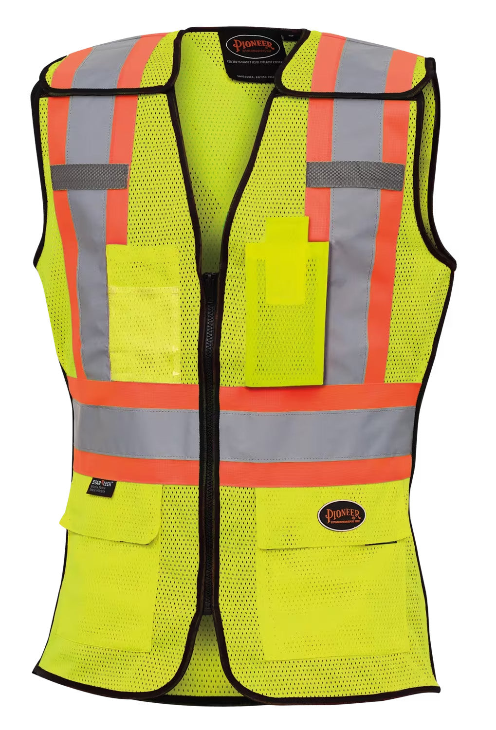 Veste de sécurité détachable Pioneer pour femme en maille de polyester jaune/vert haute visibilité, classe 2, taille M