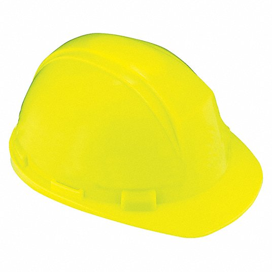 Casque de sécurité PIP HP542-44, jaune Hi-Viz, coque en PEHD, suspension en nylon 4 points, réglage à goupille