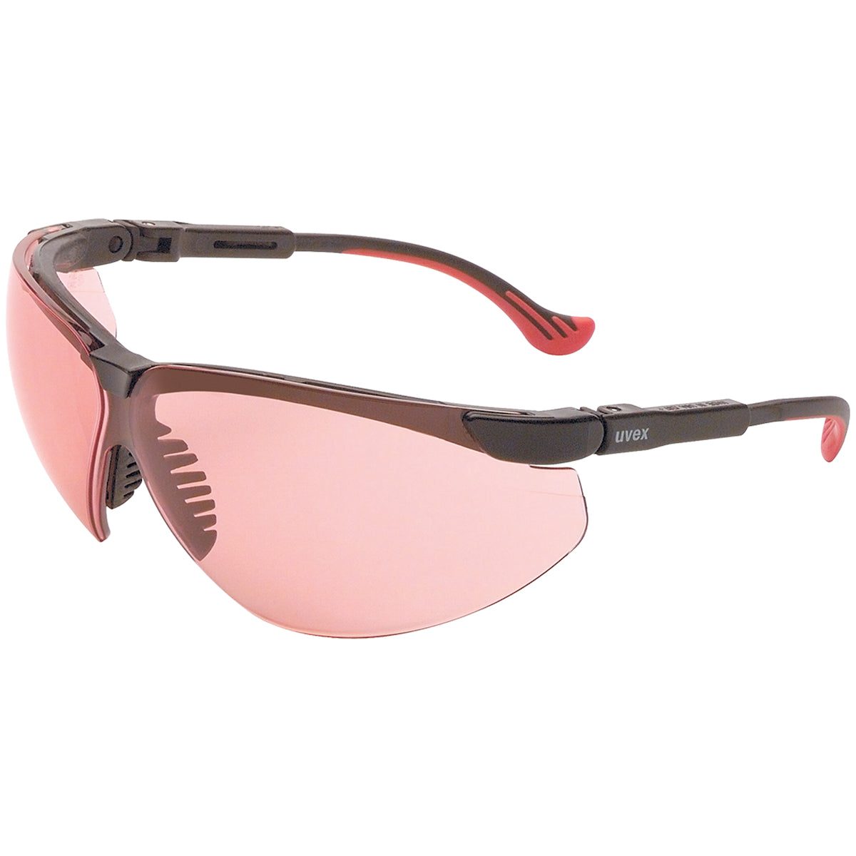 Lunettes de sécurité Uvex S3311HS semi-cerclées à lentille enveloppante prolongée, lentille vermillon, monture noire
