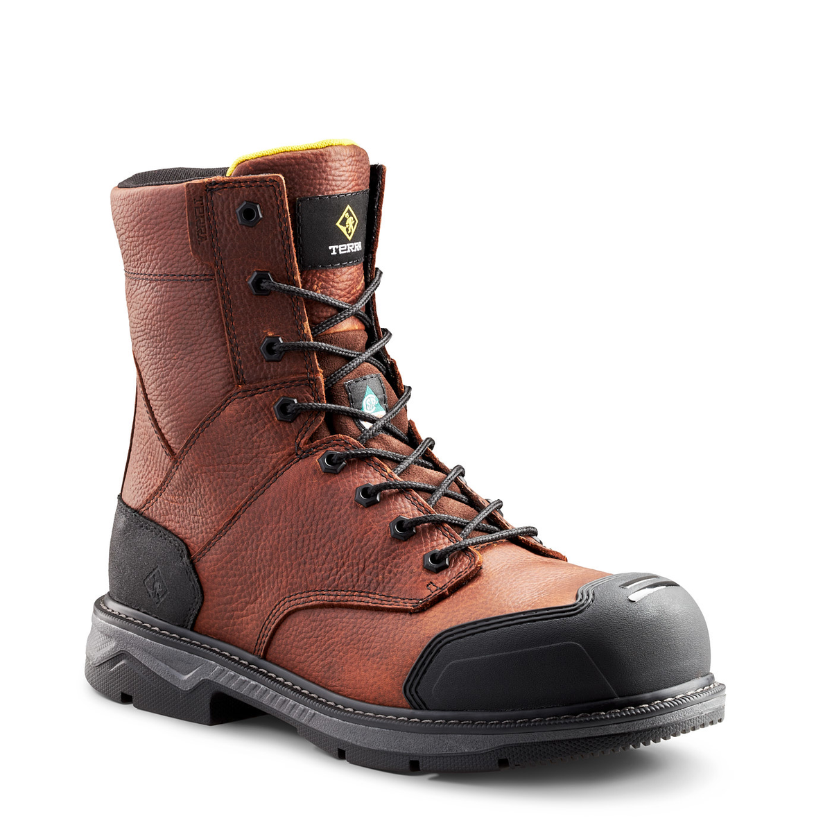 Botte de travail en cuir Terra TR0A4NS5BRN, 8 po, embout en aluminium, plaque composite, brune