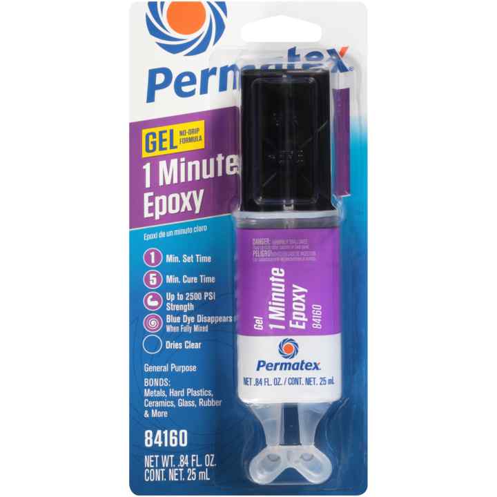 Époxy en gel tout usage Permatex 1 minute, seringue double de 25 mL