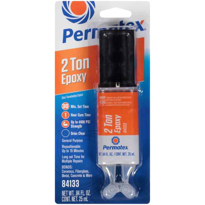 Époxyde transparent à 2 composants Permatex 2 Ton Epoxy, usage général, double seringue de 25 mL