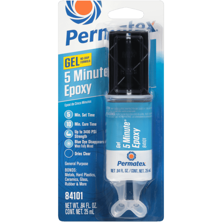 Époxy gel tout usage 5 minutes Permatex, seringue double de 25 mL (0,84 oz liq.)