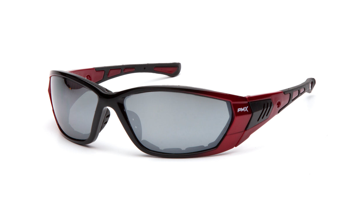 Lunettes de sécurité à mousse Pyramex SR10870D, verre miroir argent, monture rouge