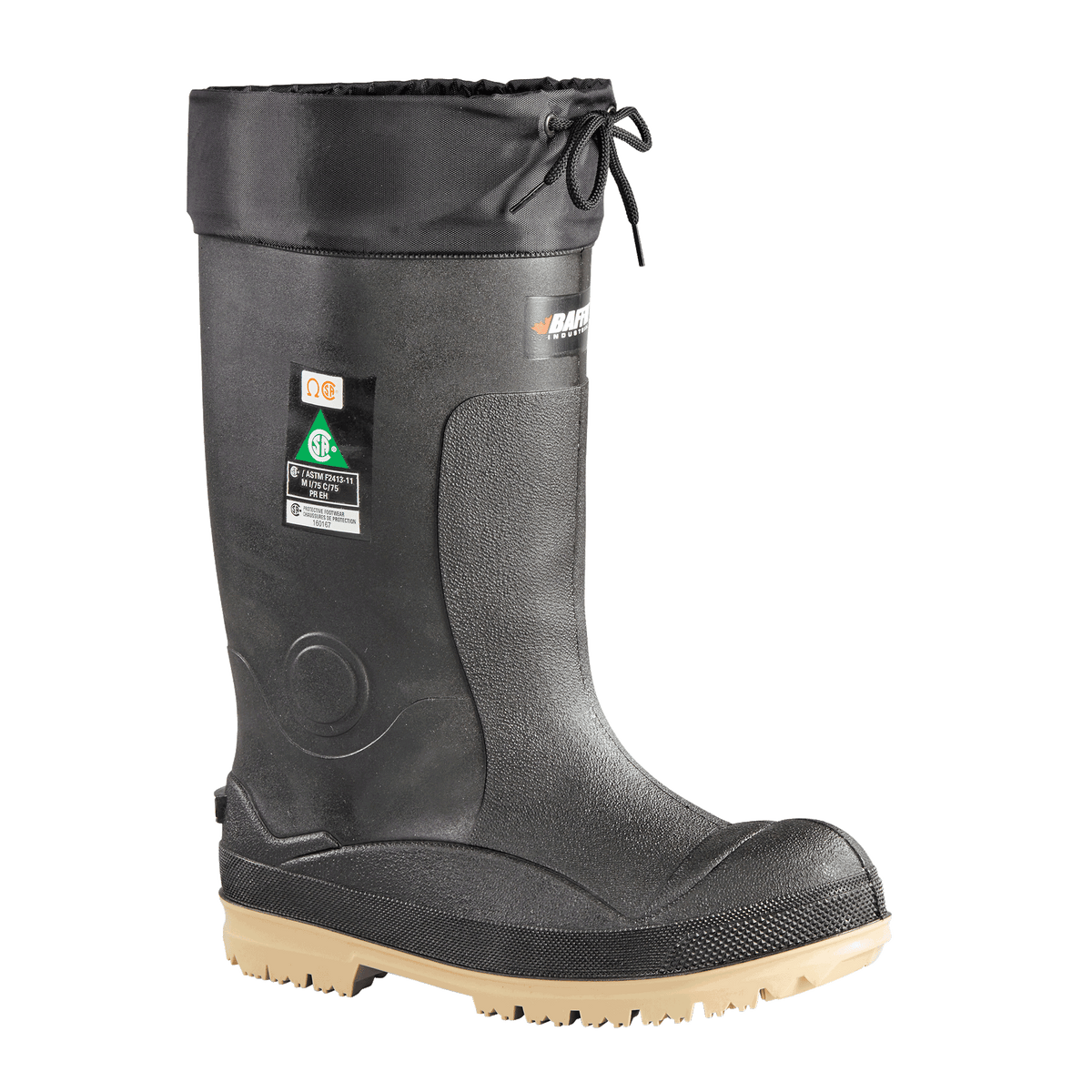 Botte haute en caoutchouc Baffin 2359, embout et plaque en acier, doublure amovible, noir/ambre
