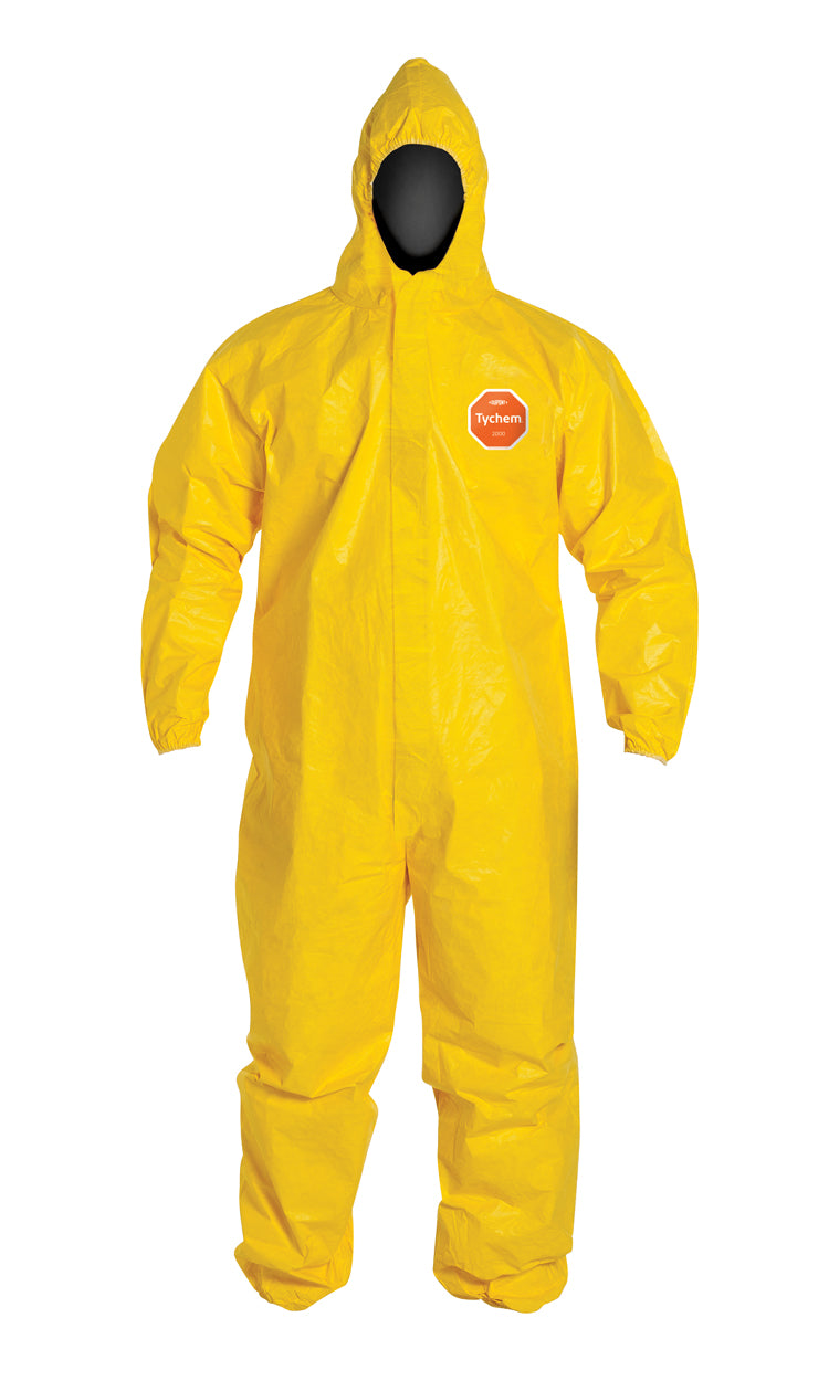 Combinaison à capuchon DuPont QC127SYL jaune, coutures surjetées, poignets et chevilles élastiques