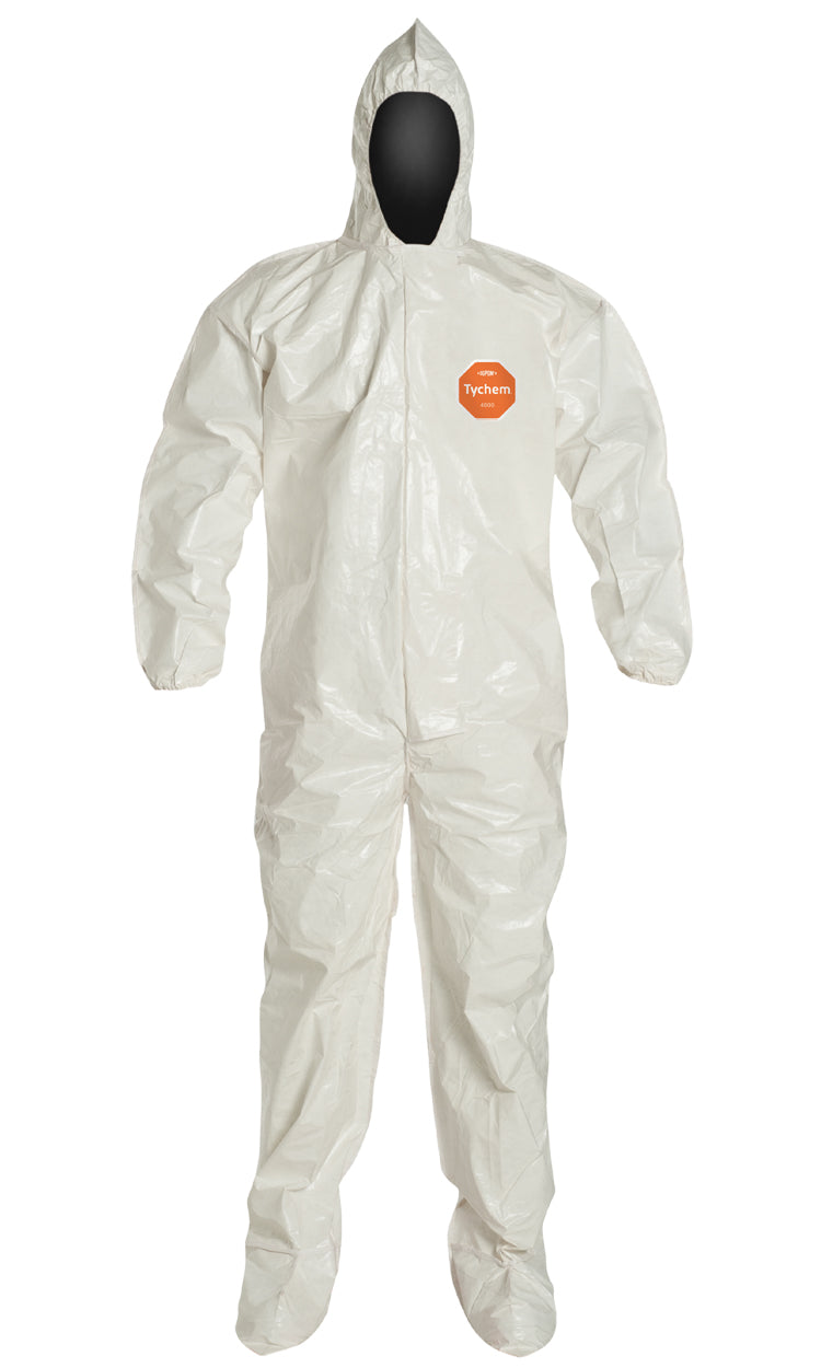 Combinaison à capuchon DuPont SL122BWH avec chaussons attachés, blanche, coutures bordées