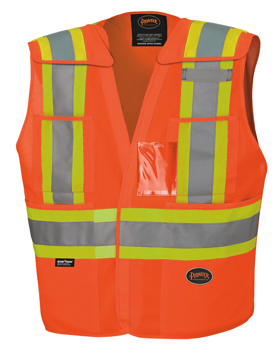 6930 Gilet de sécurité à déchirement en tricot, épaules tombantes, orange haute visibilité, Pioneer