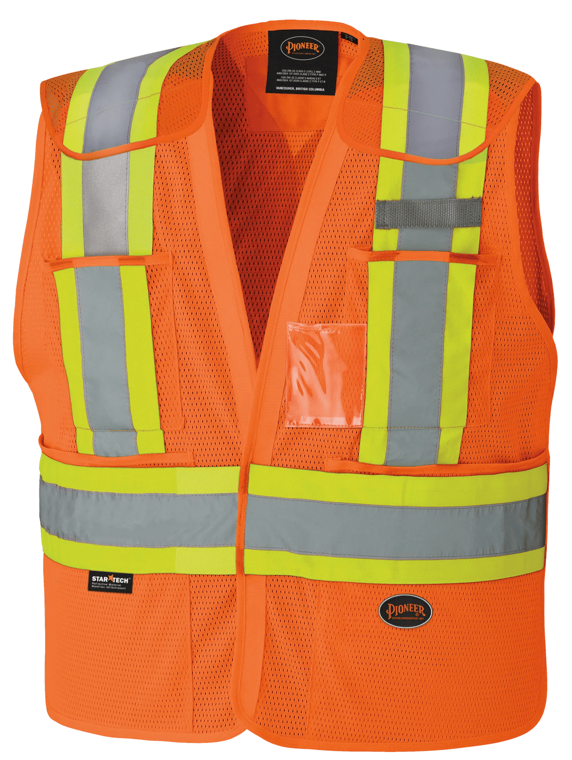 6932 Gilet de sécurité en maille, épaules tombantes, orange haute visibilité, Pioneer