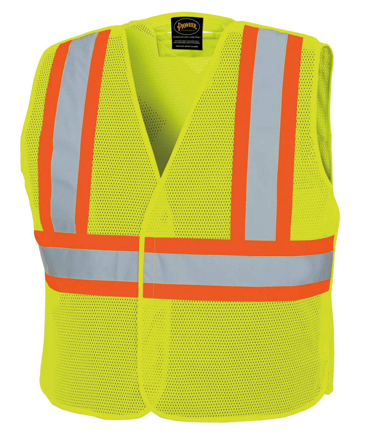 598P Gilet de sécurité réglable à déchirement, maille, jaune-vert haute visibilité, Pioneer